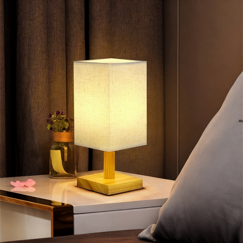 Lampe de Chevet Asiatique en Bois