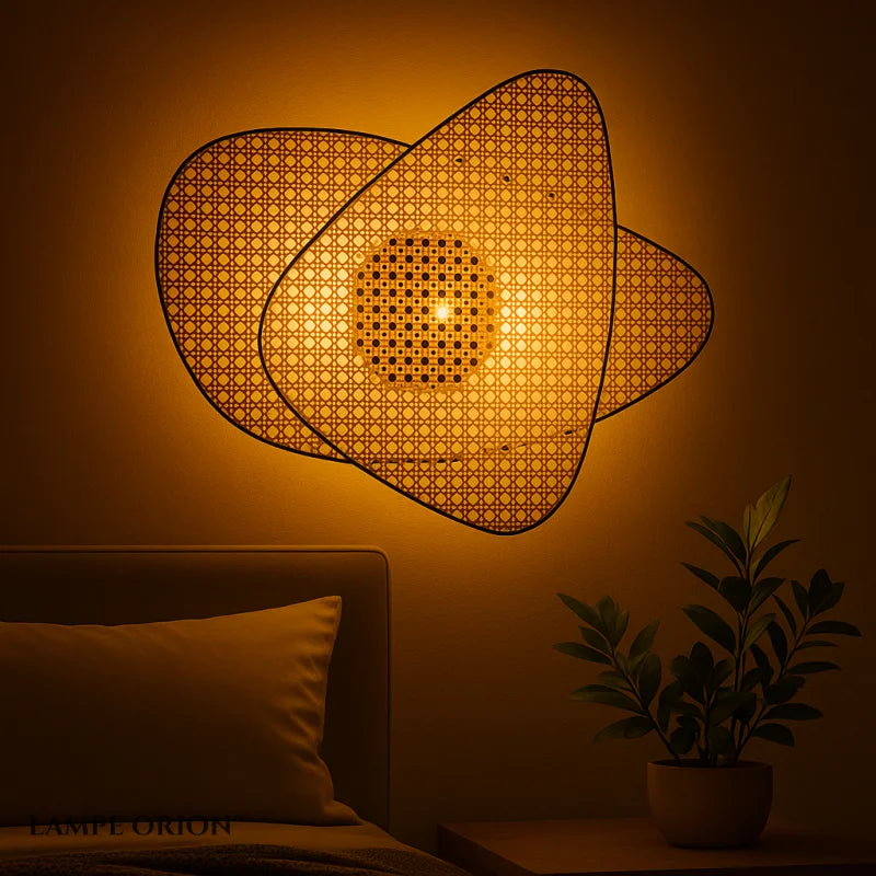 Abat Jour Lampe de Chevet Osier - Lumière Chaude (2700-3500K) - Lampe de Chevet