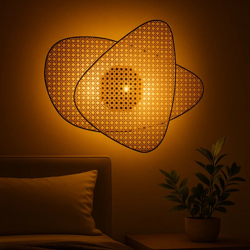Abat Jour Lampe de Chevet Osier - Lumière Chaude (2700-3500K) - Lampe de Chevet