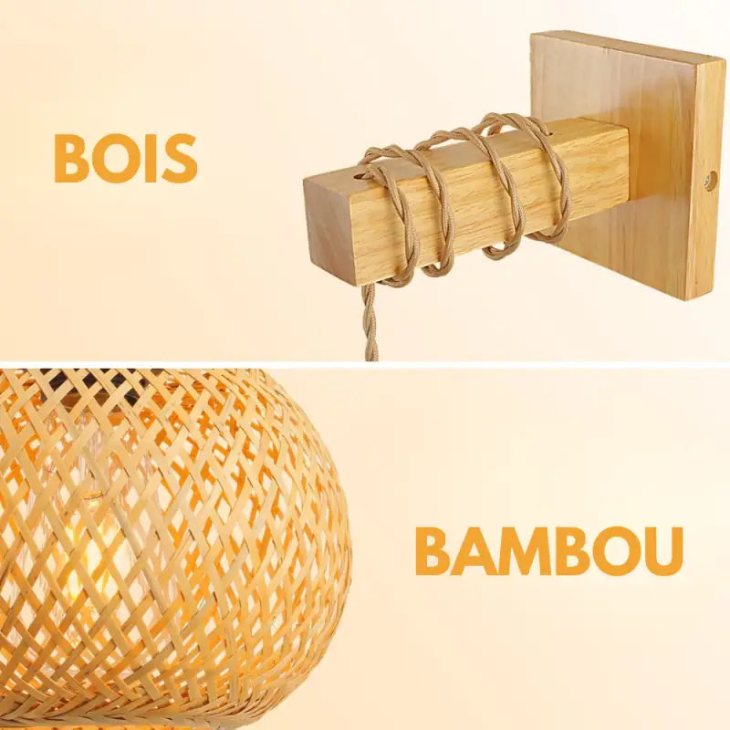 Lampe de Chevet Bambou Rotin - Lampe de Chevet