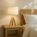 Lampe de Chevet Bois Design Blanc - Lampe de Chevet