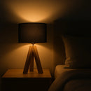 Lampe de Chevet Bois Design Noir - Lampe de Chevet