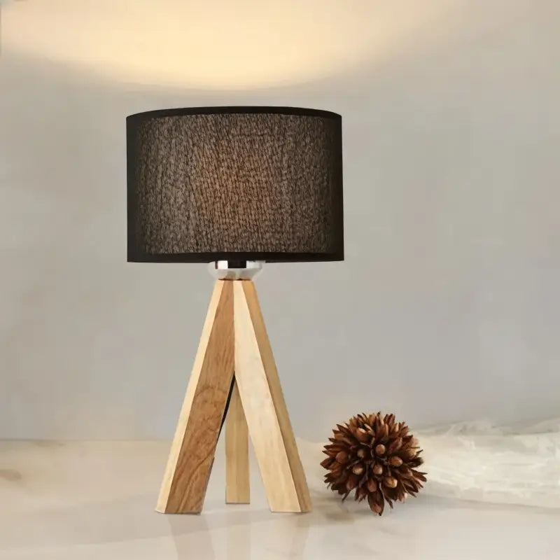 Lampe de Chevet Bois Design Noir - Lampe de Chevet