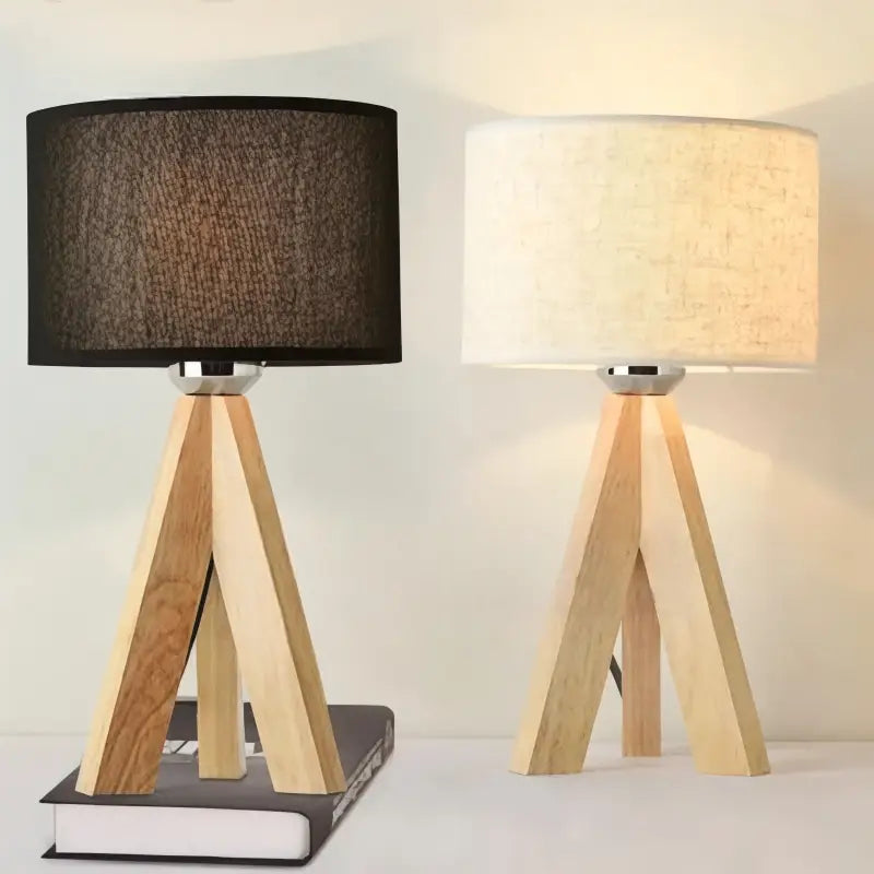 Lampe de Chevet Bois Design Noir - Lampe de Chevet