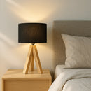 Lampe de Chevet Bois Design Noir - Lampe de Chevet
