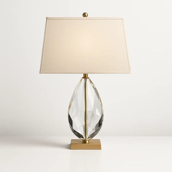 Lampe De Chevet Cristal – Style Classique – Dorée – Abat-jour – Neuf