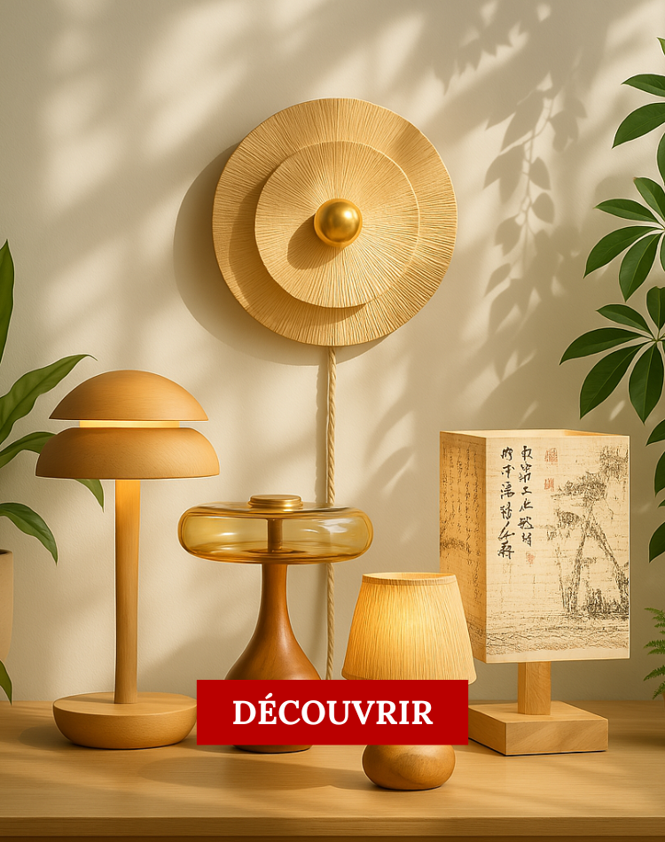 lampe de chevet en bois naturel rotin