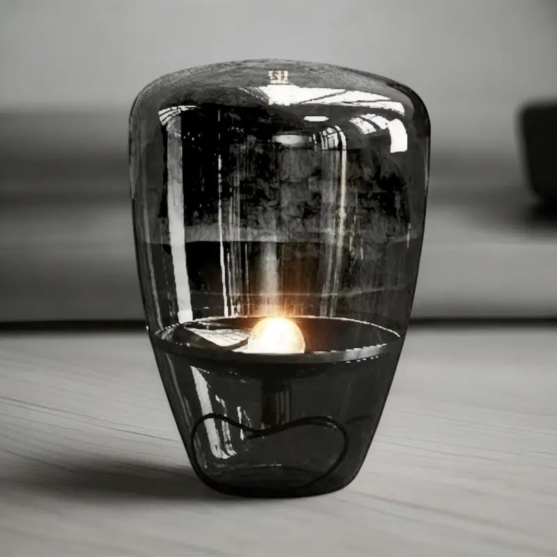 Lampe de Chevet en Verre Transparent Noir - Lampe de Chevet