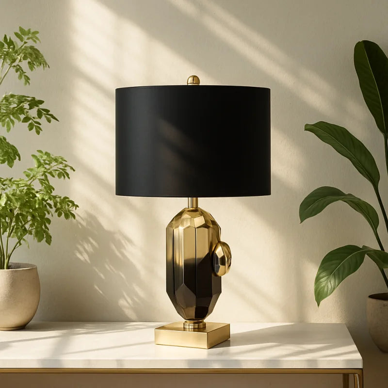 Art colored glass table Light Fashionable glazed lamp Living Room Bedroom Hotel beside fabric lamp LED study room Desk
