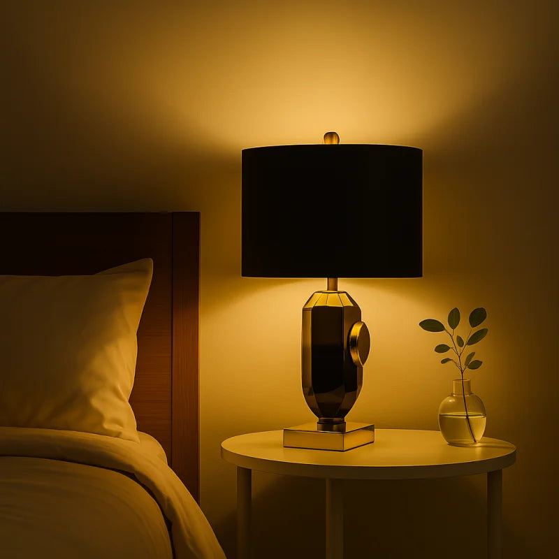 Art colored glass table Light Fashionable glazed lamp Living Room Bedroom Hotel beside fabric lamp LED study room Desk