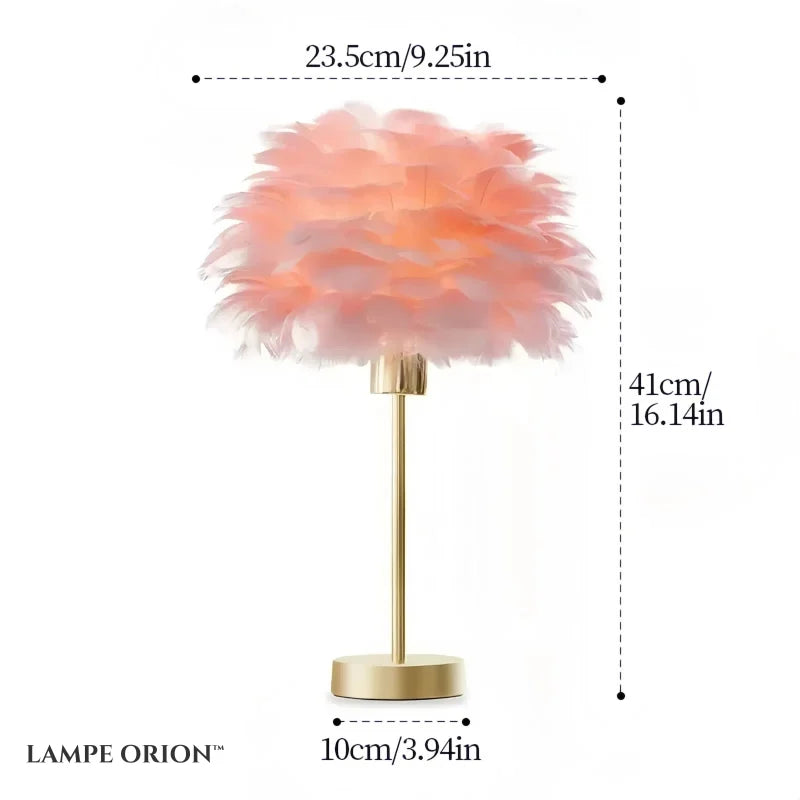 Lampe de Chevet Plume Rose - Lampe de Chevet