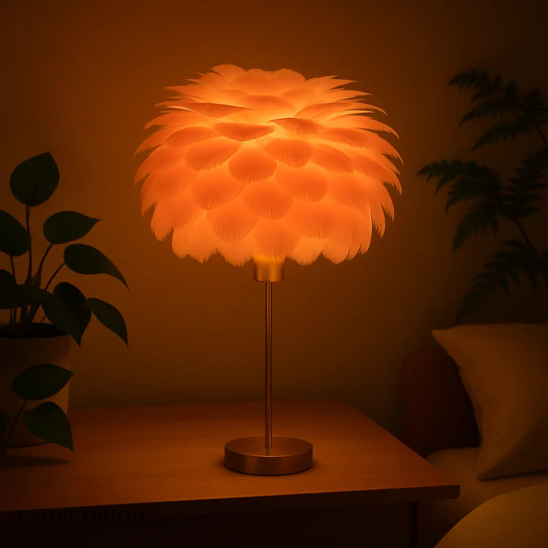 Lampe de Chevet Plume Rose - Lampe de Chevet