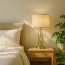 Nordic Led Bedside Table Crystal Lamp Home Decor Desk Living Room Bedroom Stand Light Fixtures Modern Fabric shade