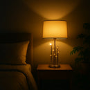 Nordic Led Bedside Table Crystal Lamp Home Decor Desk Living Room Bedroom Stand Light Fixtures Modern Fabric shade