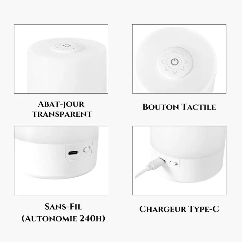 Lampe de Chevet Tactile Sans Fil Rechargeable - Lampe de Chevet