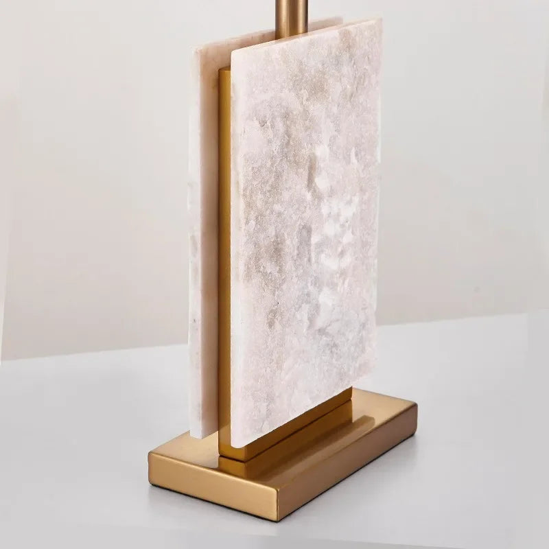 Simple white frosted marble fabric desk lamp Warm model room Living room Bedroom desk lamp - desk lamp / push button